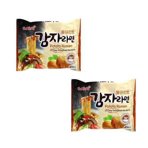 نودل نیمه آماده با طعم مرغ سرخ شده سیب زمینی و رامن  بولداک سامیانگ بسته 2 عددی