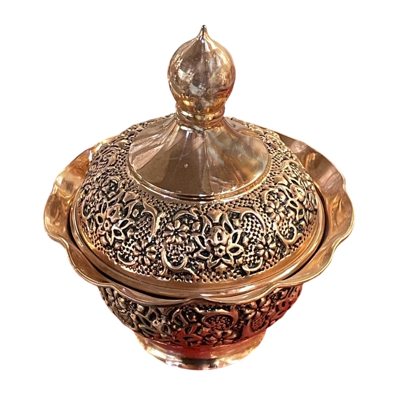 قندان قلمزنی مسی مدل گلبرگ