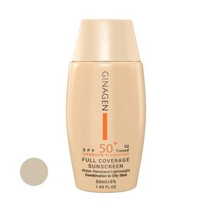 کرم ضد آفتاب رنگی ژیناژن مدل SPF50 محافظ UVA ،UVB، ضدآب، مناسب پوستهای چرب و مختلط حجم 50 میلیلیتر
