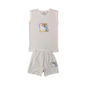 ست تاپ و شلوارک دخترانه مدل یونیکورن