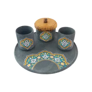 سرویس چای خوری سنگی 5 پارچه طرح تذهیب کد 312
