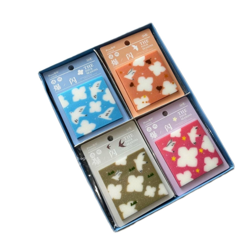 کاغذ یادداشت چسب دار مدل استیک نوت شفاف شاین دار طرح پرنده