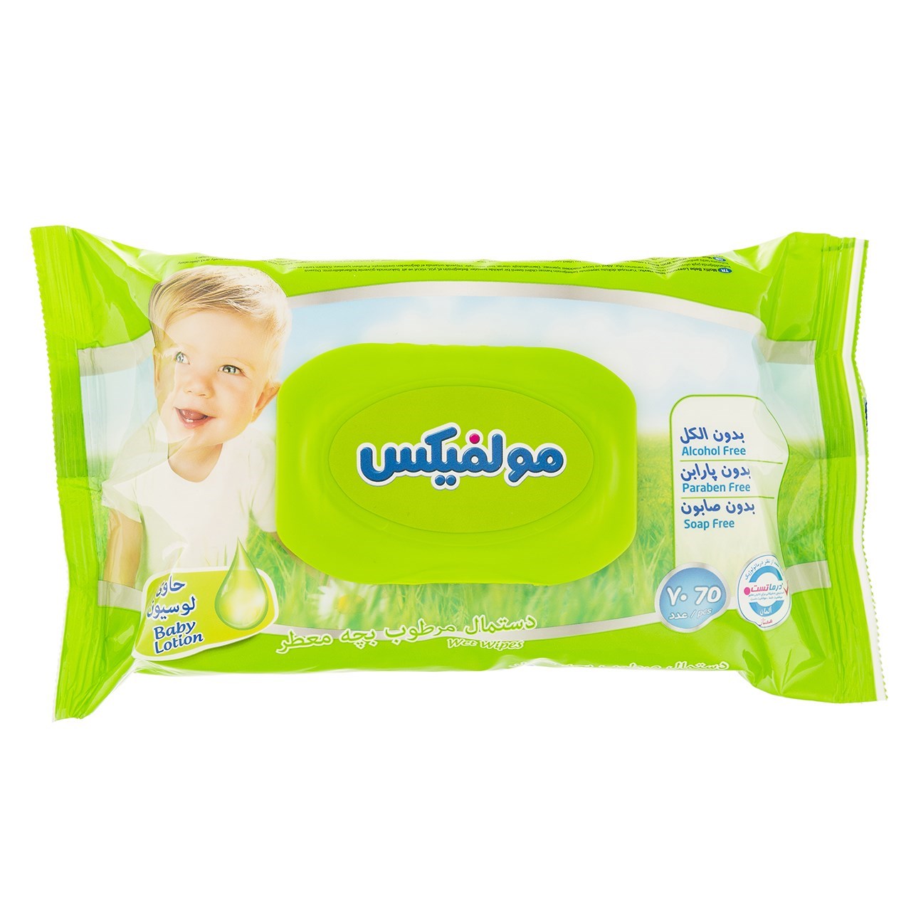 دستمال مرطوب مولفیکس مدل Lotion بسته 70 عددی