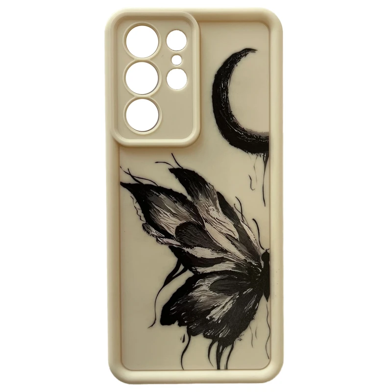 کاور مدل سولید طرح پروانه و ماه مناسب برای گوشی موبایل سامسونگ Galaxy S21 Ultra
