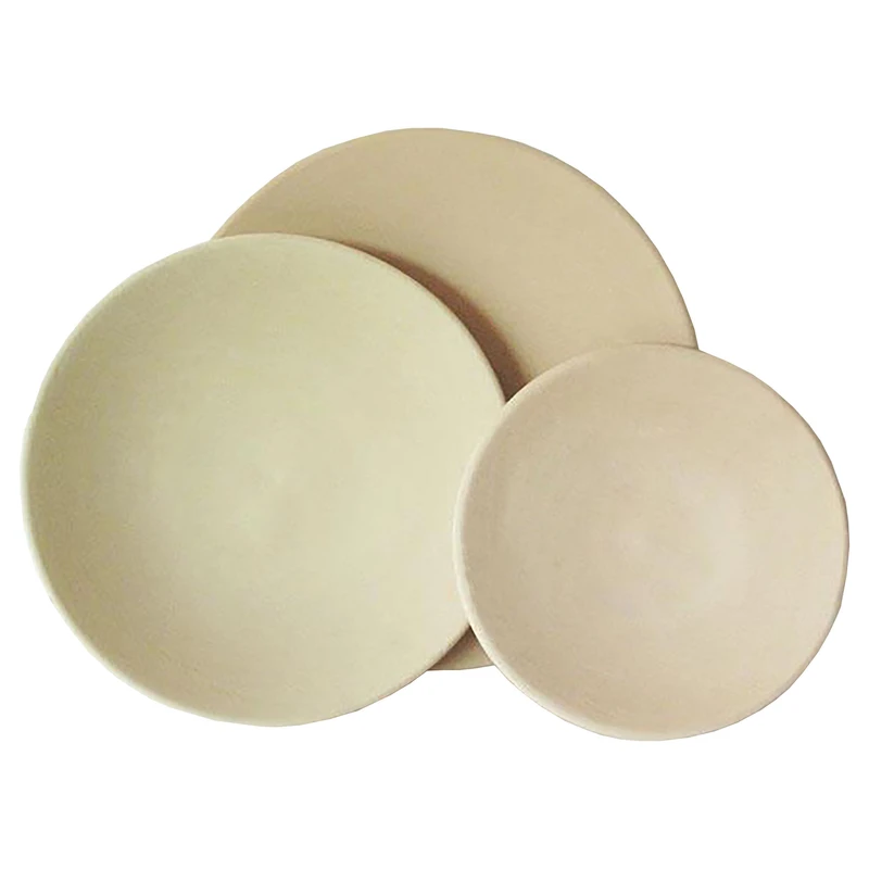 بشقاب دیوارکوب سفالی خام مدل D303540 مجموعه 3 عددی