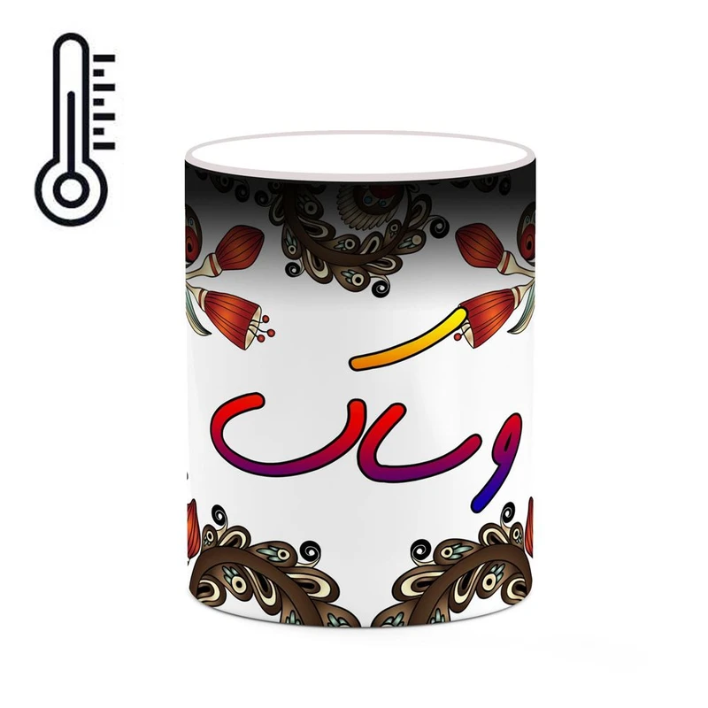 ماگ حرارتی کاکتی مدل اسم وساک طرح سنتی گل و بته کد mgh48401