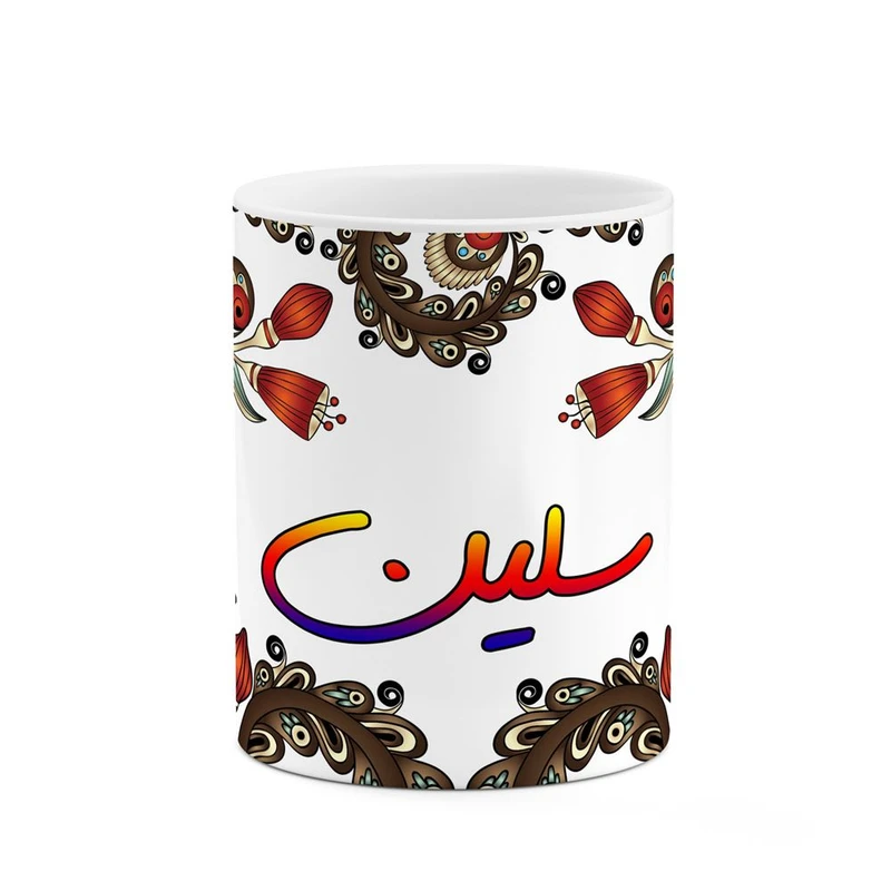 ماگ کاکتی مدل اسم سلین طرح سنتی گل و بته کد mgh45637