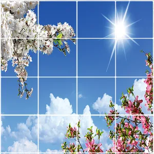 تایل سقفی آسمان مجازی طرح گل کد ST 2352-16 سایز 60x60 سانتی متر مجموعه 16عددی
