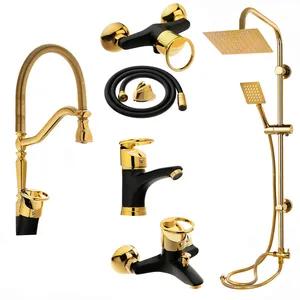 ست شیرآلات شیرآلات بهداشتی و ساختمانی توفیق مدل النگویی فنری مجموعه 6 عددی