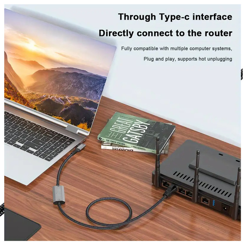 کابل تبدیل RJ45 به USB-C اسمارطور مدل RJ-C-90 طول 1.2 متر