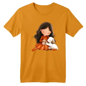 تی شرت آستین کوتاه بچگانه مدل دخترک کد 14 رنگ پرتقالی