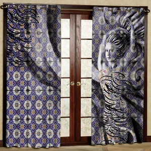 پرده مدل دختر طرح دار مخمل پانچی کد 1236 سایز 140x280 سانتی متر