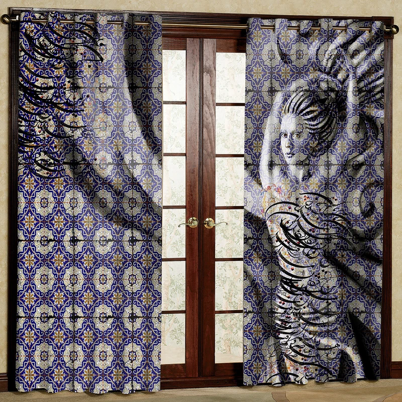  پرده مدل دختر طرح دار مخمل پانچی کد 1236 سایز 140x280 سانتی متر