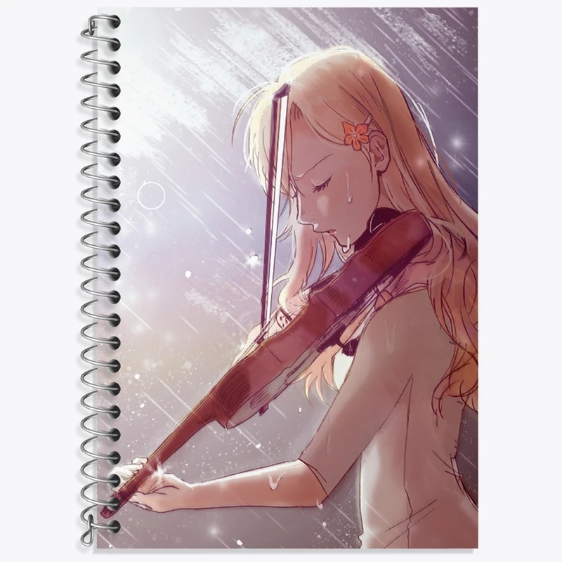 دفتر زبان 50 برگ خندالو مدل سه خط طرح کائوری انیمه دروغ تو در آوریل کد 32466