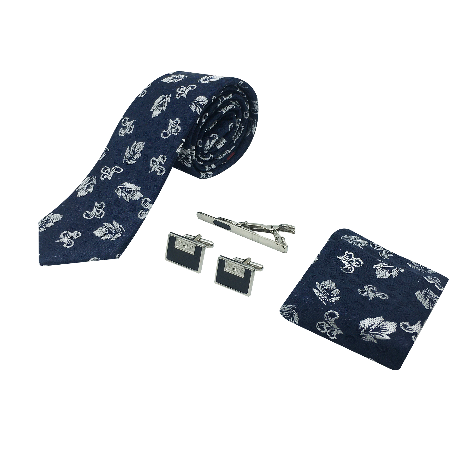 ست کراوات و دستمال جیب و دکمه سردست مردانه مدل 1515