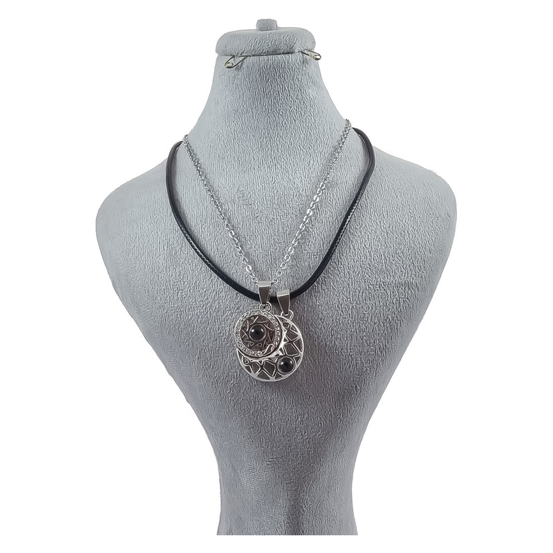 گردنبند زنانه طرح ماه و خورشید آهنربایی مجموعه دو عددی