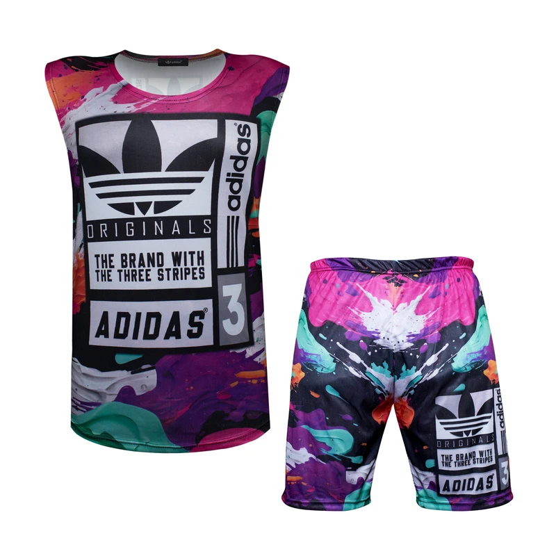 ست تاپ و شلوارک ورزشی مردانه مدل آبرنگی 120