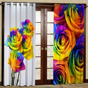 پرده مدل گل رز هلندی هازان پانچی کد 1814a سایز 140x200 سانتی متر