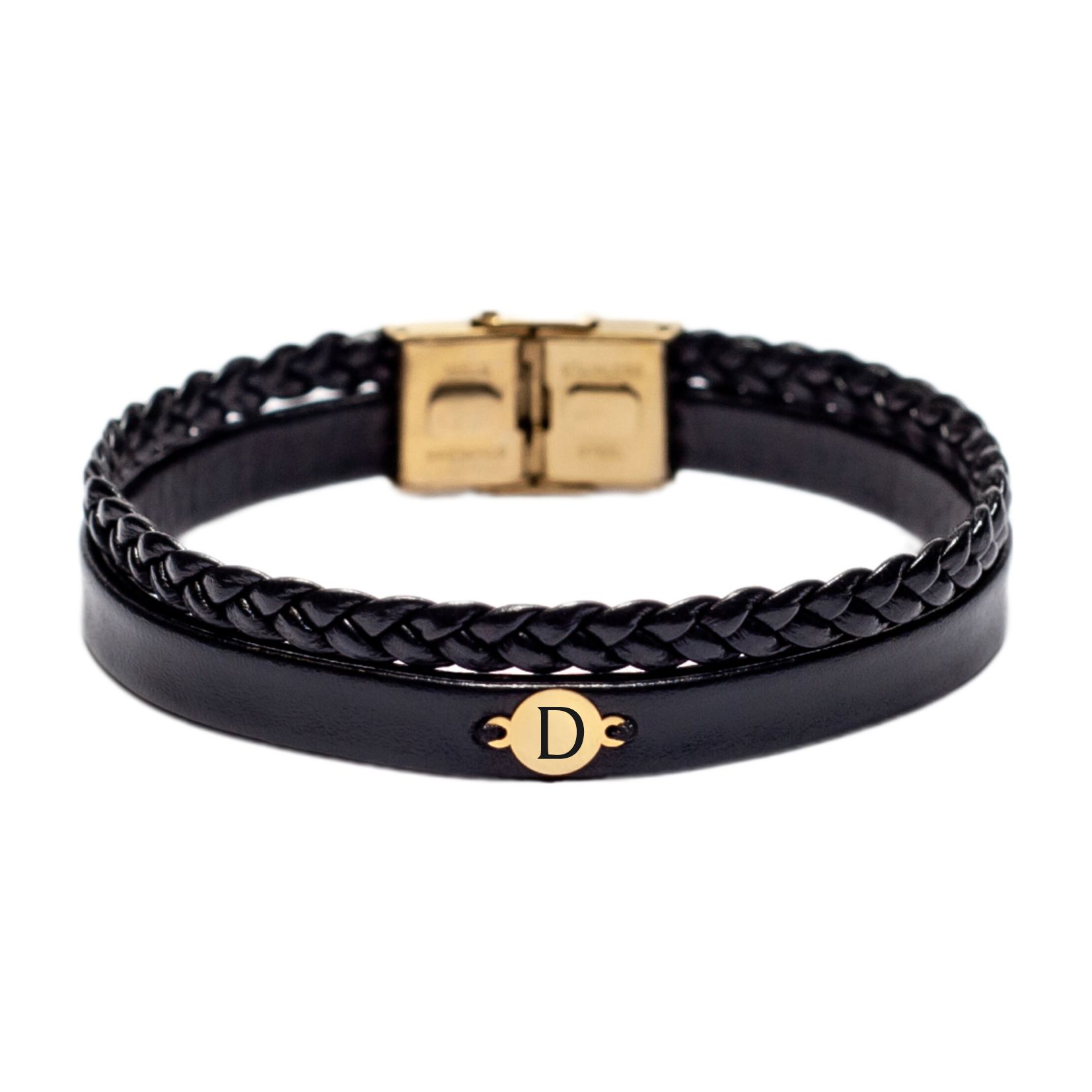 دستبند طلا 18 عیار مردانه لیردا مدل حرف D