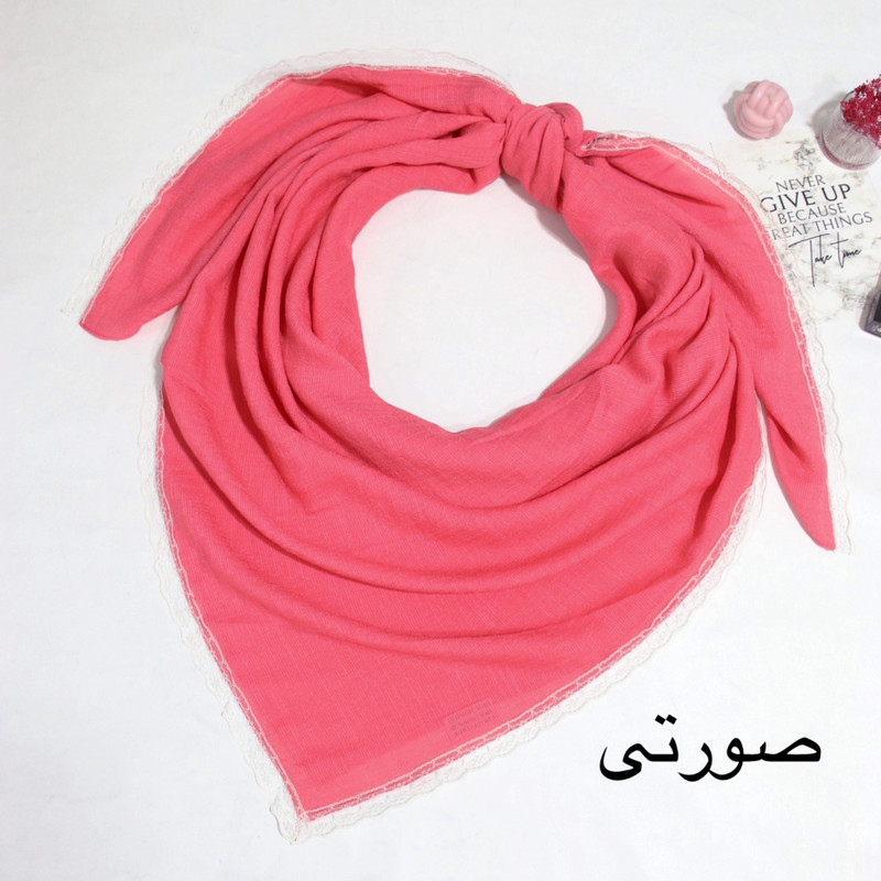 روسری زنانه مدل نخی ساده پفکی دور دانتل کد a-9021