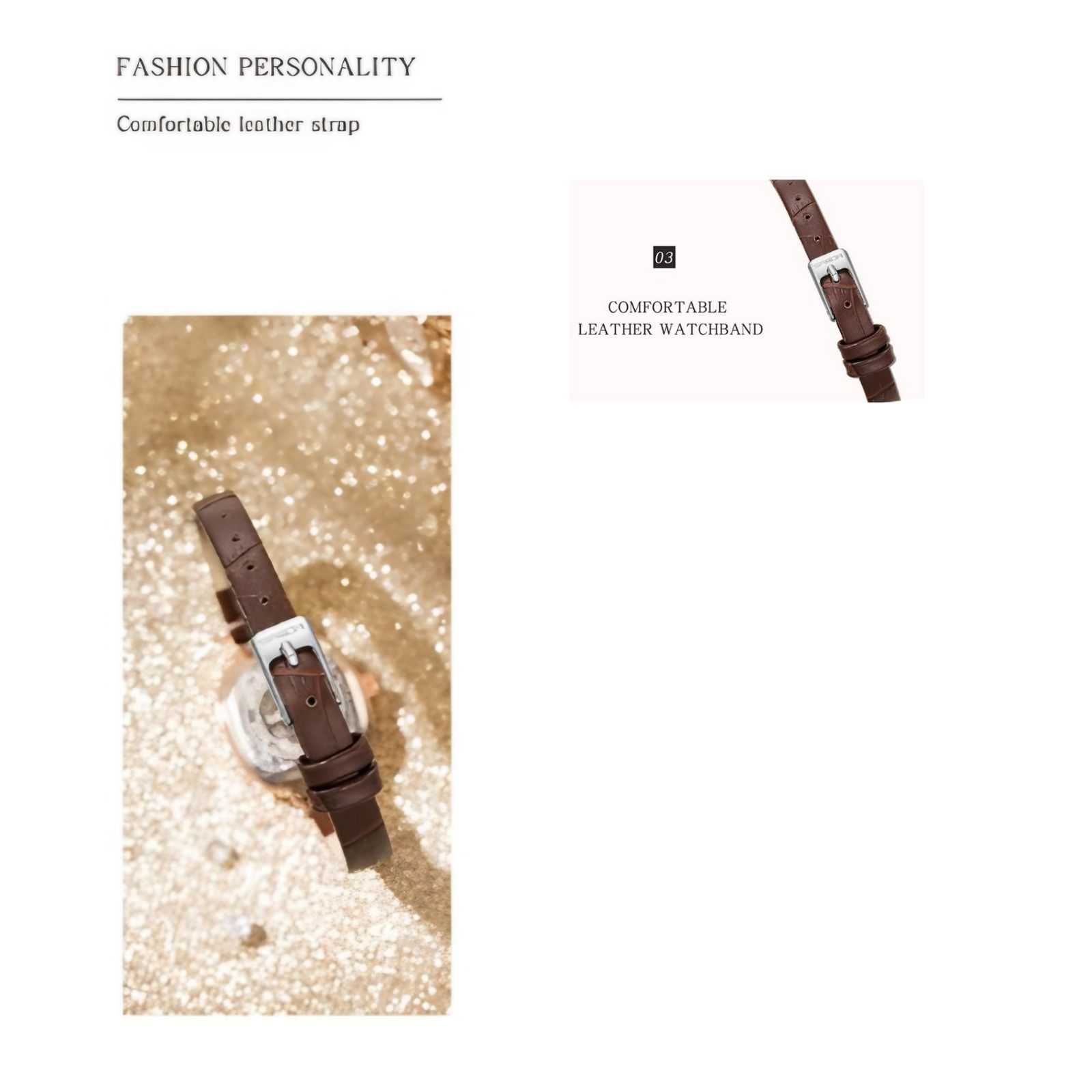 ساعت مچی عقربه ای زنانه مدل کلاسیک مینیمال بند چرم  -  - 4