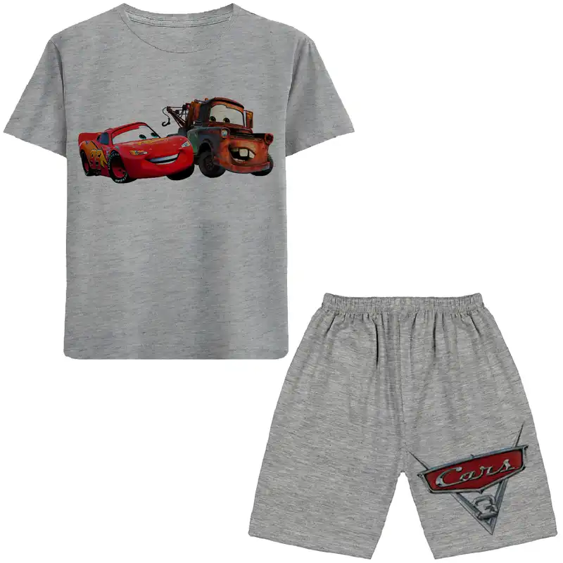 ست تی شرت و شلوارک پسرانه مدل ماشین A07