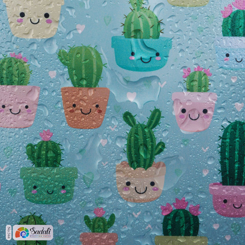 کاغذ کادو  طرح کاکتوسها بسته 2 عددی