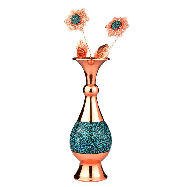 ست 3 تکه گل و گلدان فیروزه کوبی کد 208 