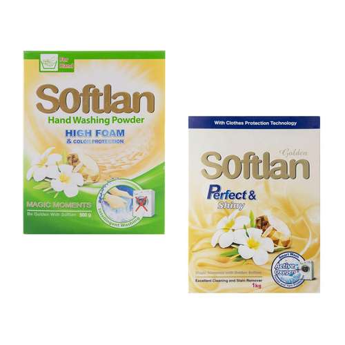 پودر رختشویی دستی و ماشینی سافتلن کد 02 وزن 500 گرم مجموعه 2 عددی