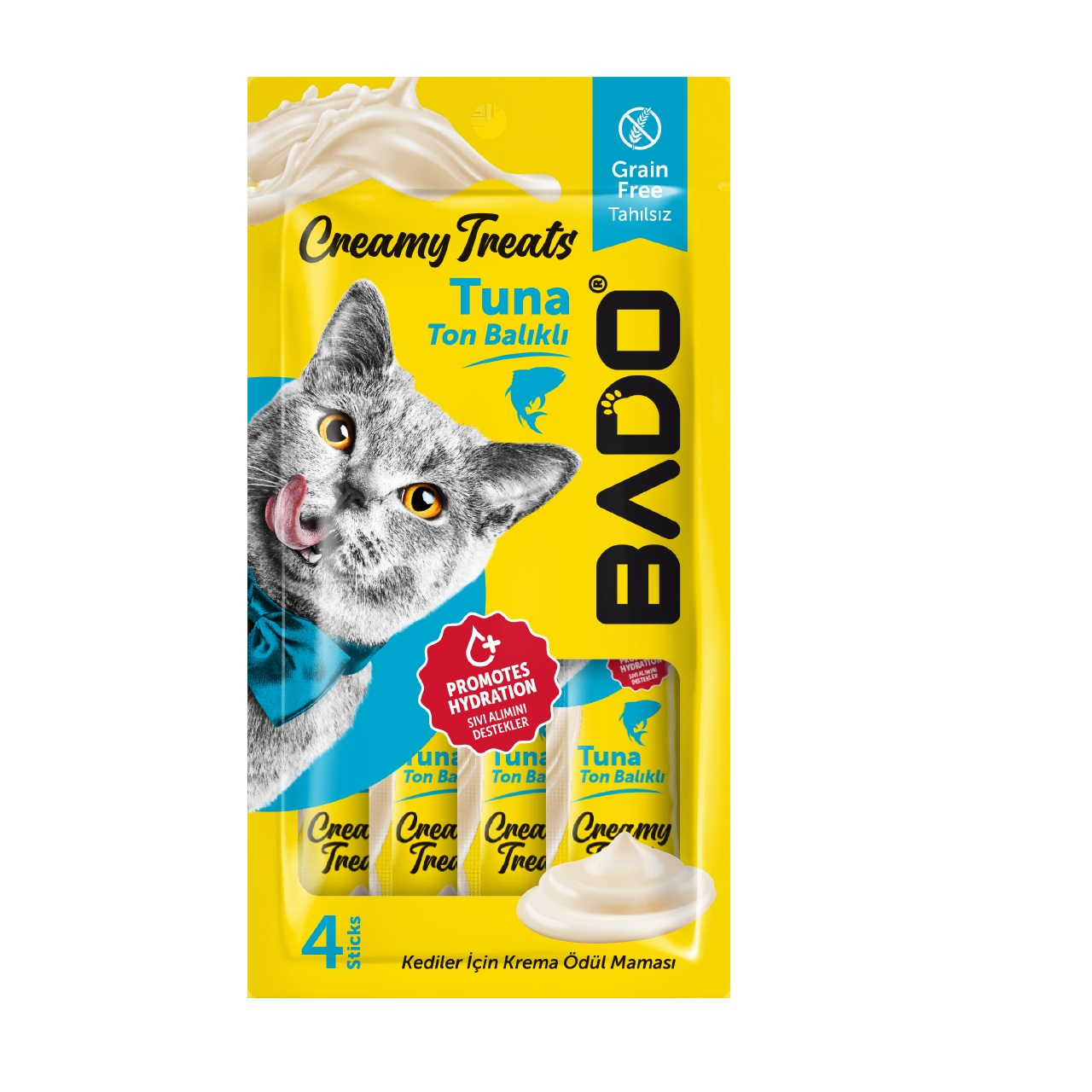 تشویقی گربه بادو مدل بستنی طعم ماهی تن  وزن 60 گرم بسته 4 عددی