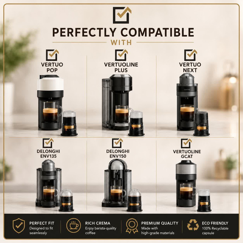 کپسول قهوه قابل شارژ مدل Vertuo 230ml مناسب برای دستگاه نسپرسو ورتو لاین