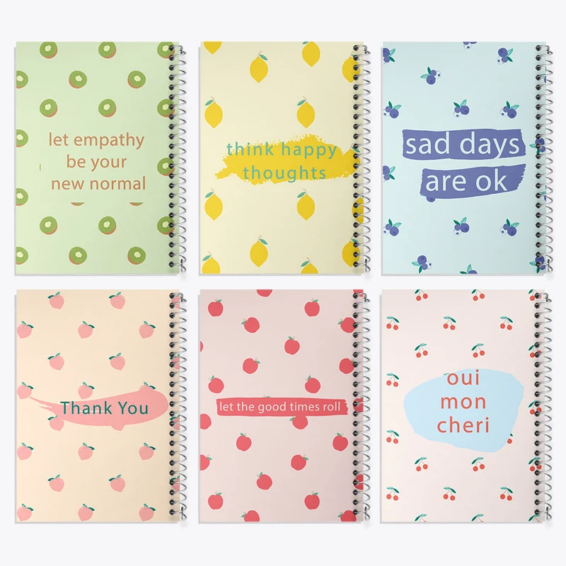 دفتر مشق 100 برگ خندالو طرح میوه کیوت کد 27 مجموعه 6 عددی