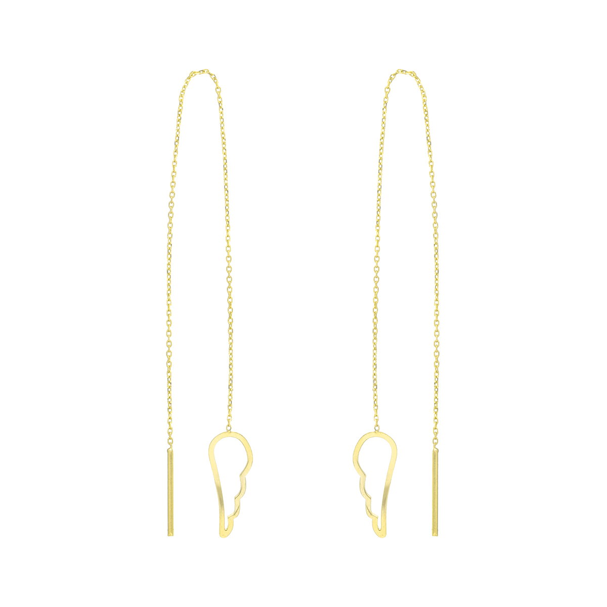 گوشواره طلا 18 عیار زنانه طرح پر مدل بخیه ای GE004