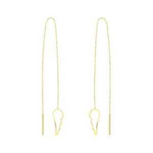 گوشواره طلا 18 عیار زنانه طرح پر مدل بخیه ای GE004