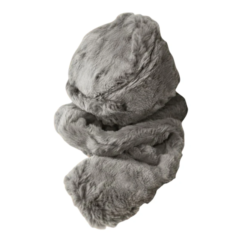 ست کلاه و شال گردن زنانه مدل روس خز ساده zh118