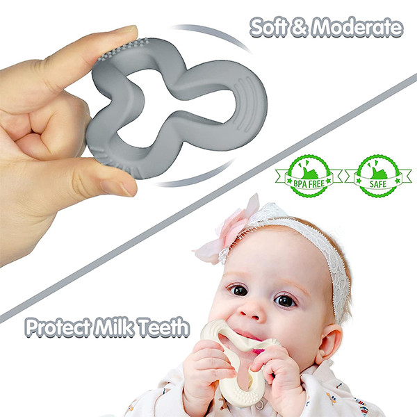 دندان گیر کودک هیروشی مدل Silicone Shamrock Teether بسته 2 عددی