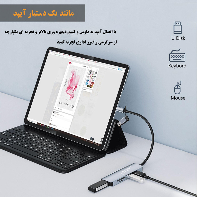 هاب و کارت خوان 5 پورت USB 3.0 آیریور مدل  HU-2 DUAL
