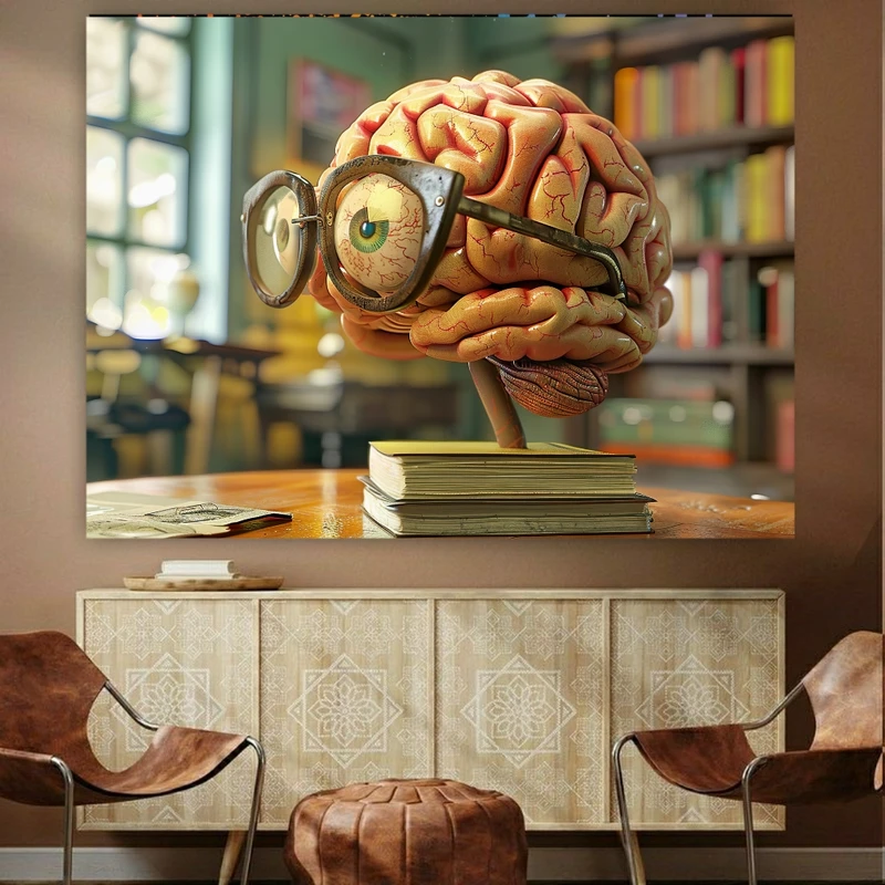 پوستر پارچه ای طرح مخمل هوش مدل مغز و یادگیری کد FP104722