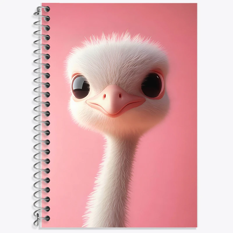 دفتر زبان 50 برگ خندالو مدل دو خط طرح جوجه شتر مرغ کد F6511