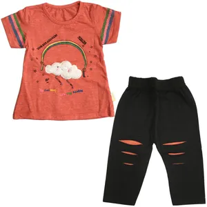 ست تی شرت و شلوارک دخترانه مدل Kt34