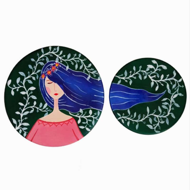 بشقاب دیوارکوب مدل دختر کد 126 مجموعه دو عددی