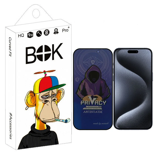 محافظ صفحه نمایش حریم شخصی بوک مدل Antistatic Armor مناسب برای گوشی موبایل اپل iPhone 15 Pro max 