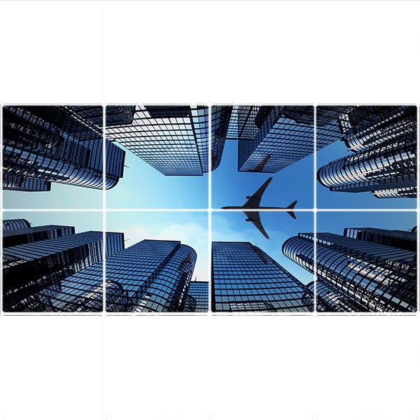  تایل سقفی طرح برج و هواپیما کد ST 7159-8 سایز 60x60 سانتی متر مجموعه 8عددی