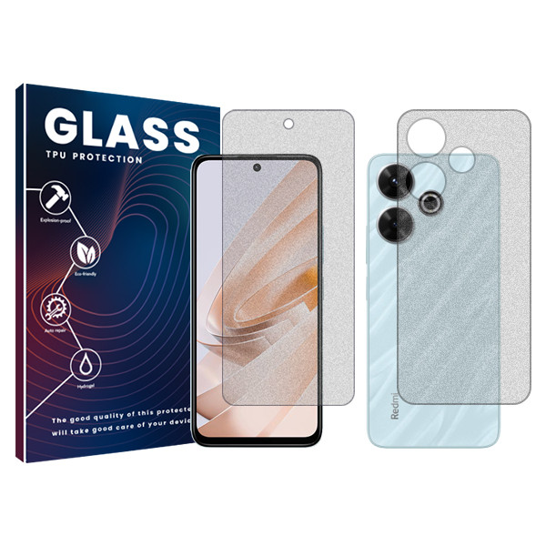 محافظ صفحه نمایش مات گلس مدل Resistant مناسب برای گوشی موبایل شیائومی Redmi Note 13R به همراه محافظ پشت گوشی