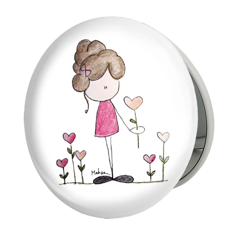 آینه جیبی خندالو طرح دخترونه مدل تاشو کد 5926 