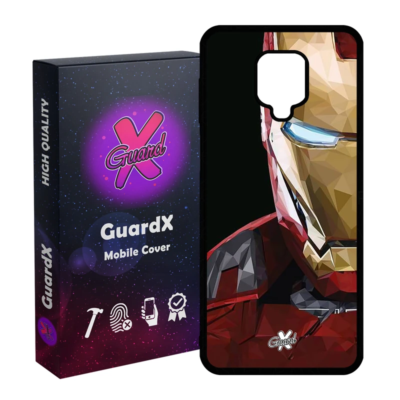 کاور گارد ایکس طرح Iron Man مدل Glass10048 مناسب برای گوشی موبایل شیائومی Redmi Note 9S / Note 9 Pro / Note 9 Pro Max