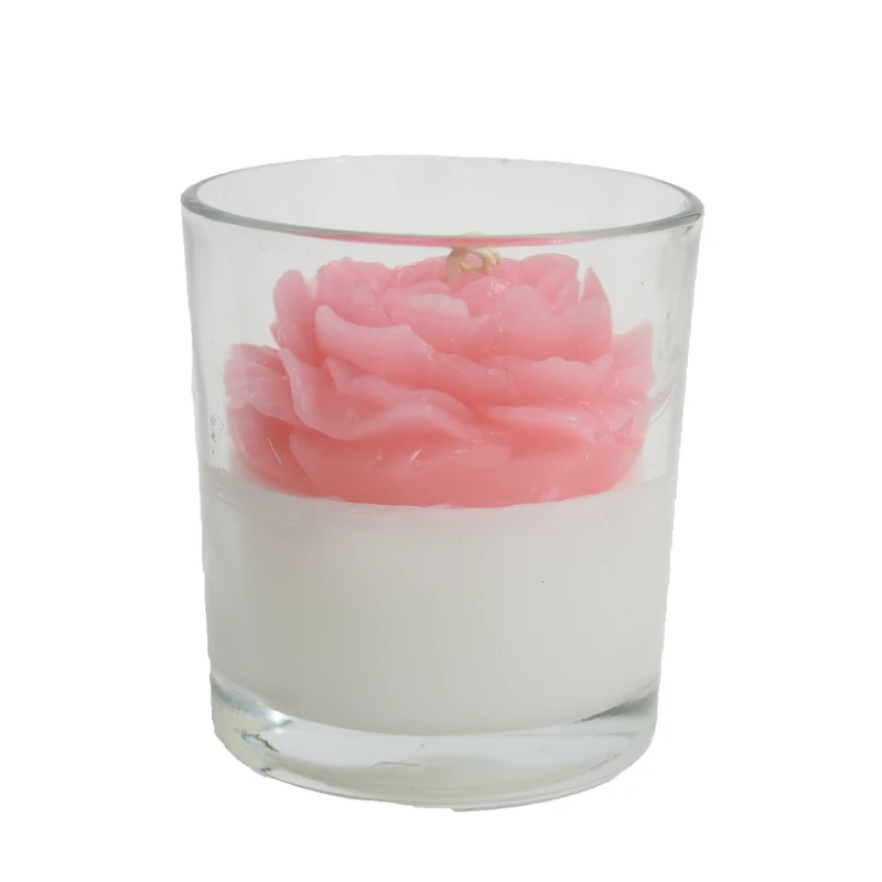 شمع دست ساز لیوانی مدل گل آلاله