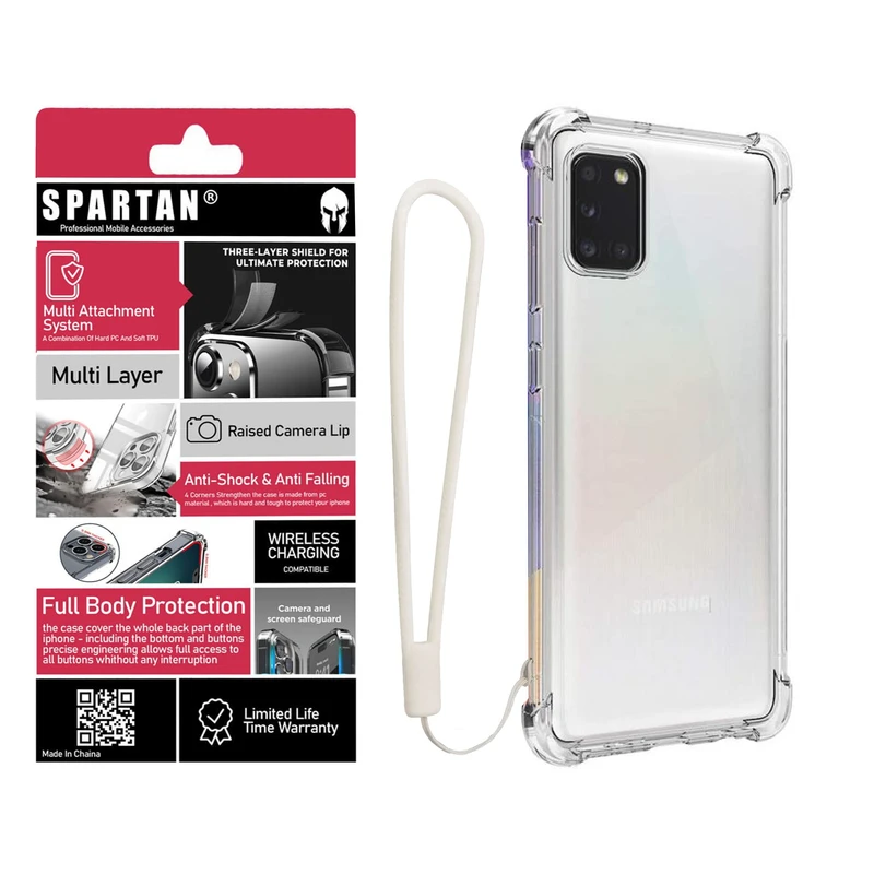 کاور اسپارتان مدل Airbag Strap مناسب برای گوشی موبایل سامسونگ Galaxy A31 به همراه بندآویز