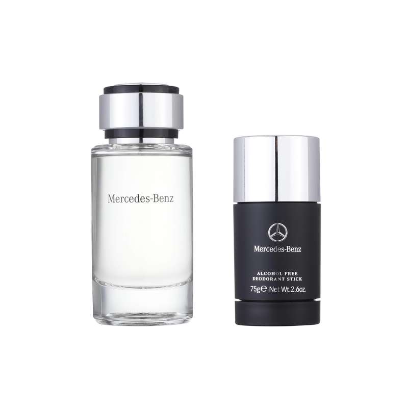 ست ادوتویلت مردانه مرسدس بنز مدل 1001 حجم 120 میلی لیتر به همراه استیک دئودورانت مردانه مرسدس بنز مدل For Men وزن 75 گرم