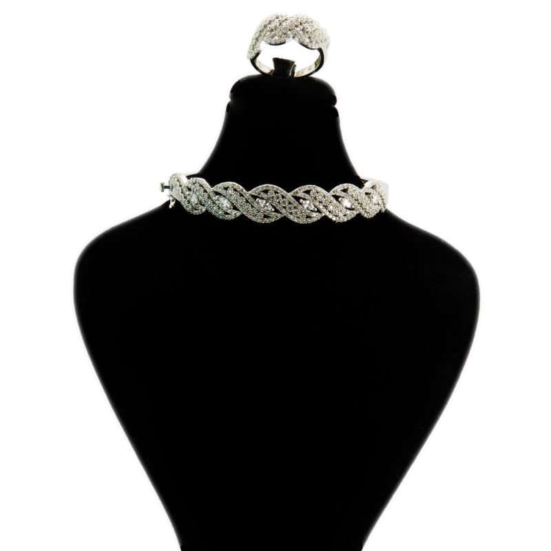 نیم ست نقره زنانه مدل بافت - Brn410